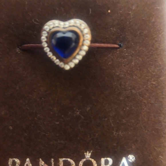 Pandora Jewelry - Pandora Silver 925 Heart Shape Diamond And Saphire Charm Gold